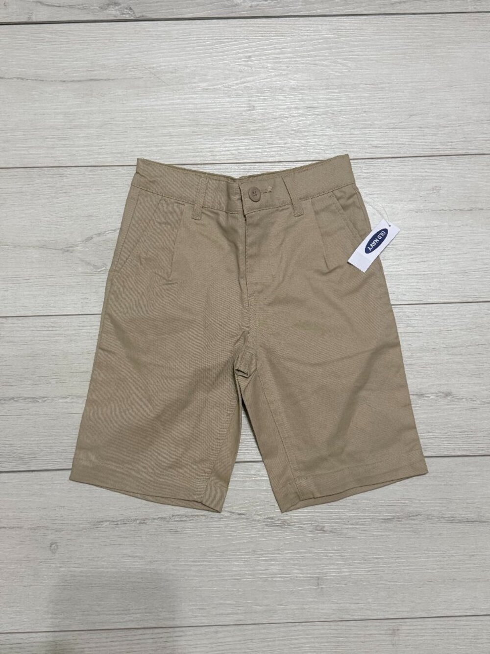 Old Navy Boys Khaki Shorts School Uniform Flat Front Adjustable Waist 8 Slim NWT
